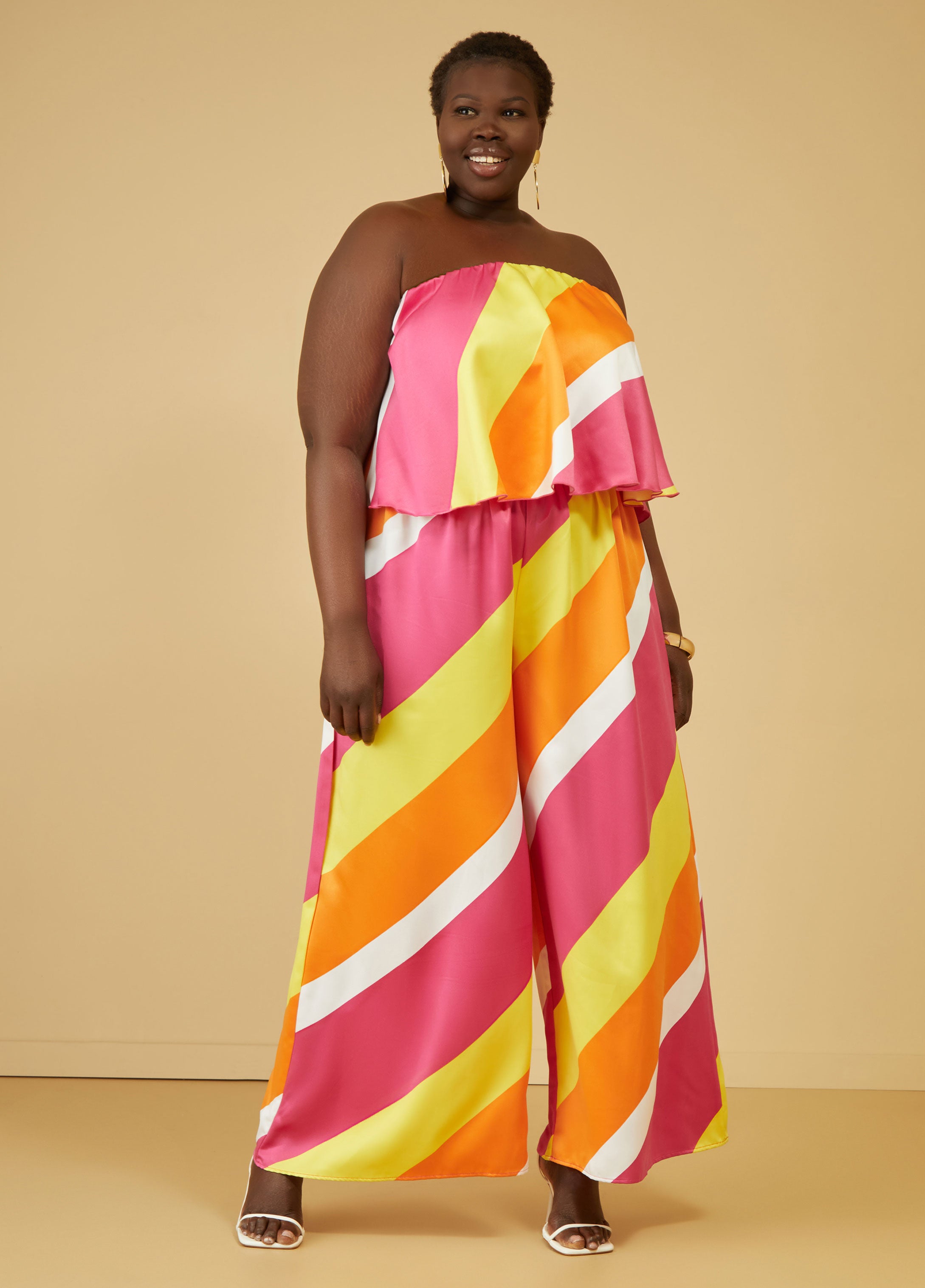 Plus Size Striped Jumpsuit Plus Size Satin Jumpsuit