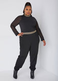 Mesh Paneled Joggers Jumpsuit