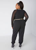 Mesh Paneled Joggers Jumpsuit