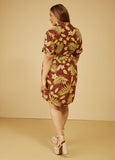 Tropical Print Gauze Shirtdress