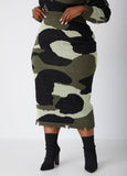 Distressed Camo Midaxi Skirt