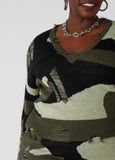 Distressed Camo Sweater