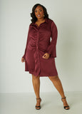 Ruched Satin Shirtdress