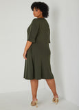 Tiered Sleeve Jersey A Line Dress