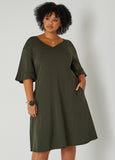 Plus Size Tiered Sleeve Jersey A Line Dress