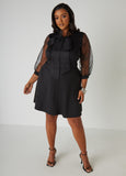 Plus Size Organza Paneled A Line Dress