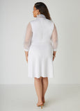 Organza Paneled Tie Neck Dress