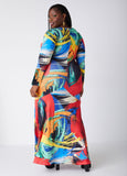 Ruched Printed Keyhole Maxi Dress