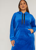 Hooded Velour Hi Low Dress