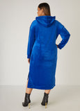 Hooded Velour Hi Low Dress