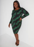 Leaf Print Bodycon Dress