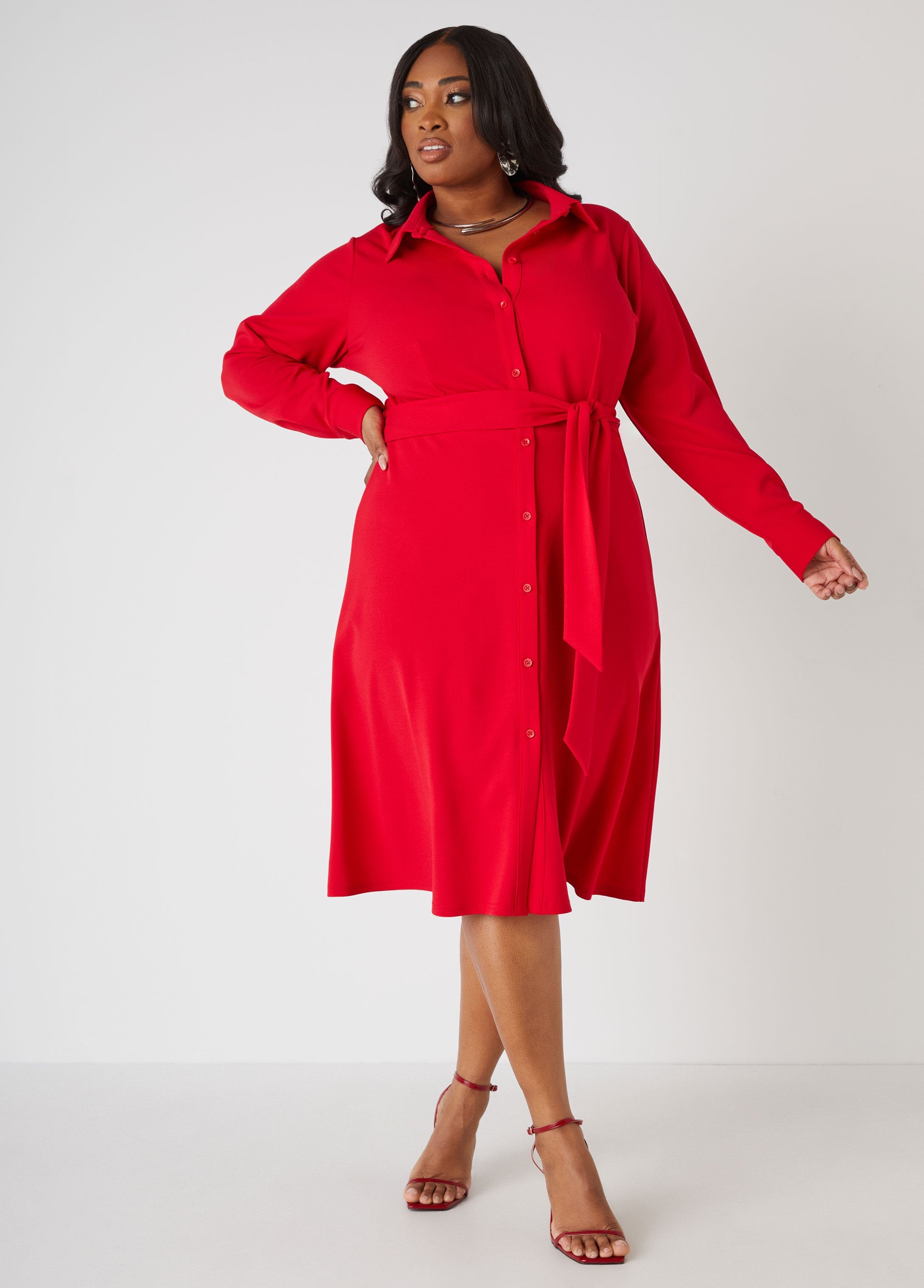 Plus Size Classic Knee Dress Plus Size Shirt Dress Plus Size Dress