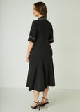 Piped Midi A Line Dress