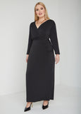 Faux Wrap Stretch Knit Maxi Dress