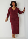 Faux Wrap Maxi Stretch Knit Dress