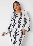 Plus Size Scribble Sweater Plus Size Intarsia Knit Top Set