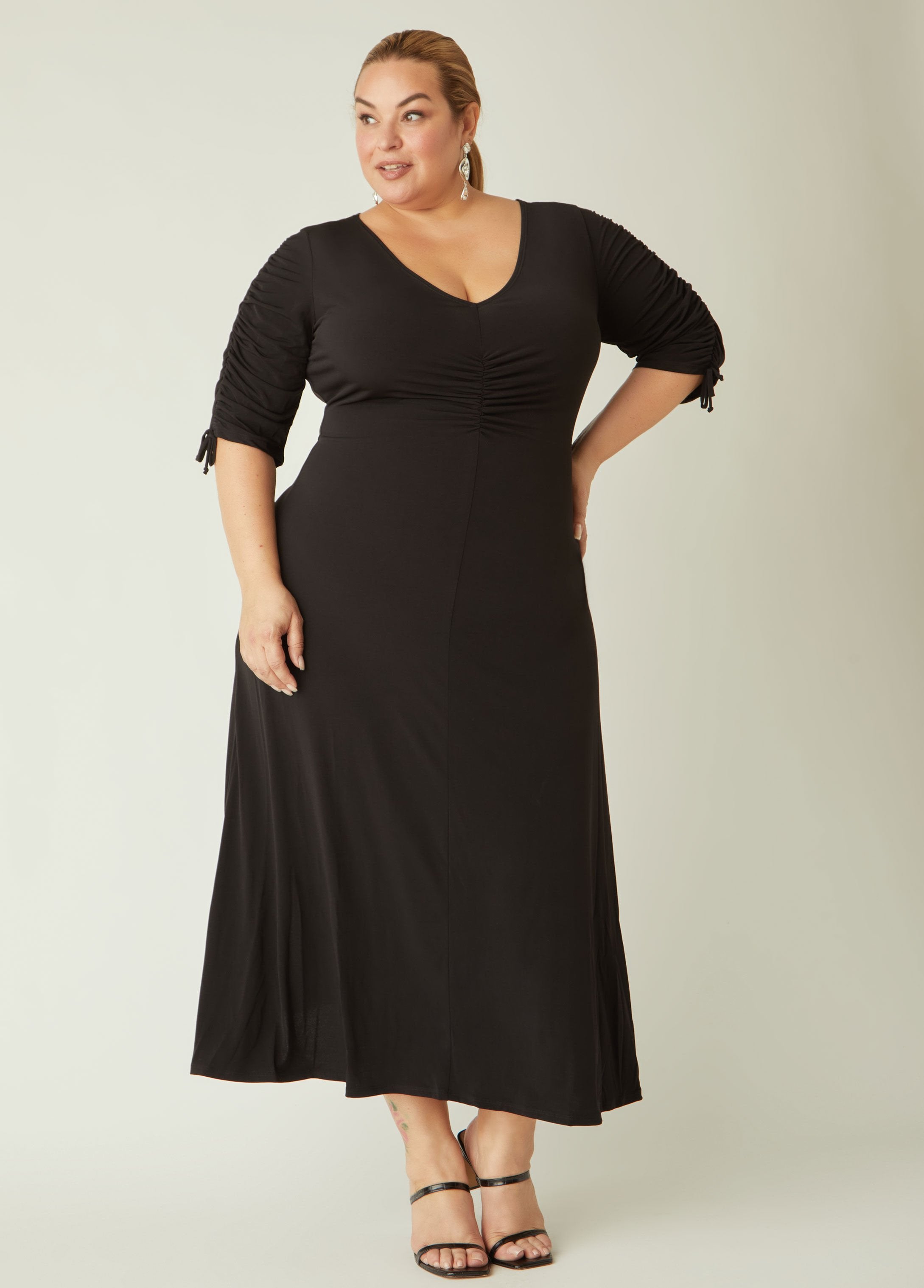 Plus Size ruched maxi dress plus size fit flare maxi dress