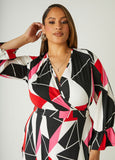 Geo Print Faux Wrap Dress