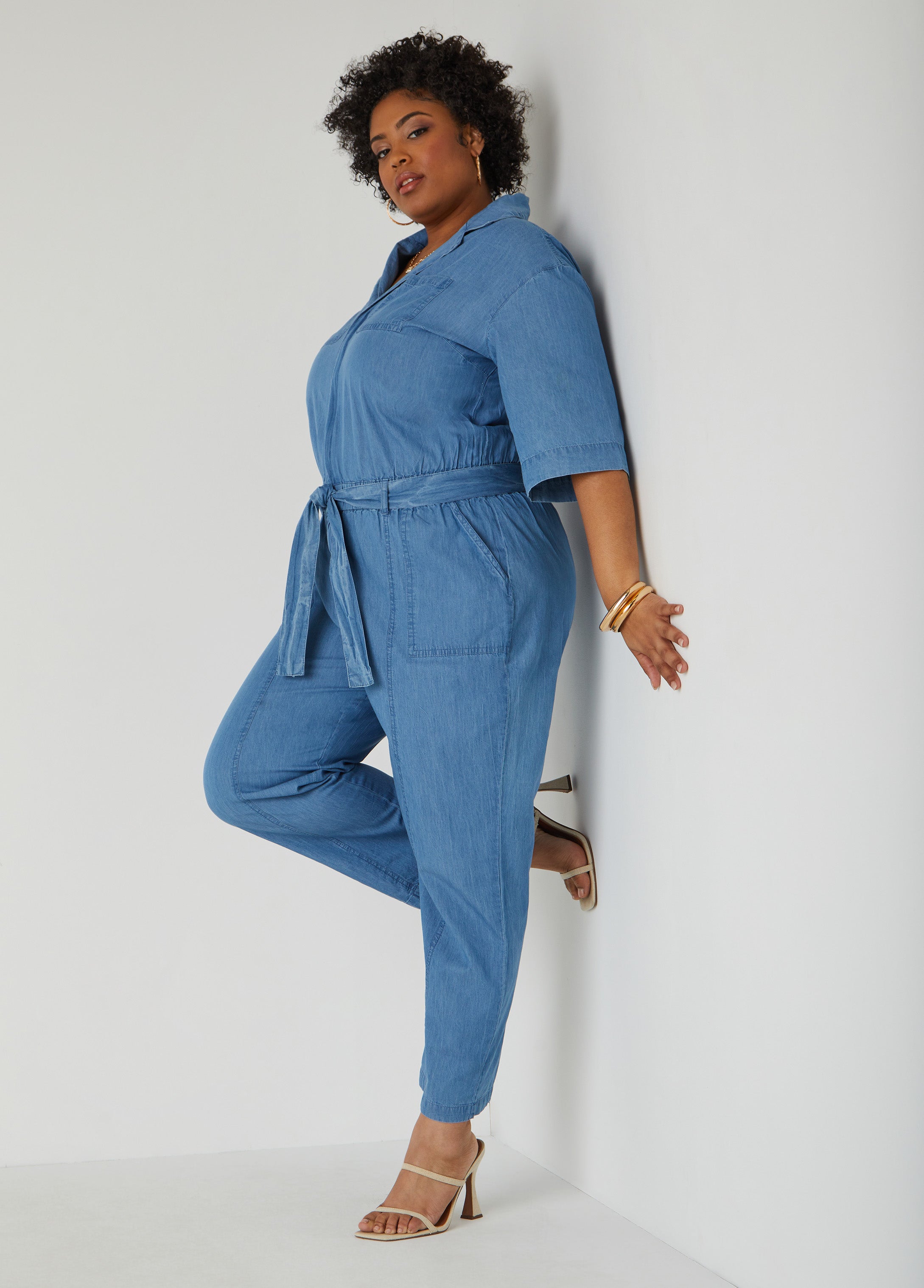 Plus Size chambray jumpsuit plus size denim jumpsuit plus size overalls