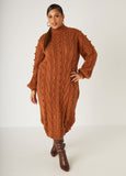 Cable Knit Midi Sweater Dress