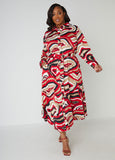 Swirl Print A Line Shirtdress