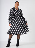 Belted Striped Midaxi Shirtdress