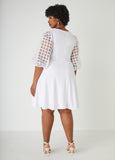 Windowpane Paneled A Line Dress