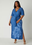 Plus Size Belted Floral Faux Wrap Dress