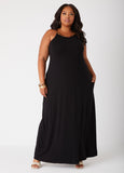 Plus Size wood bead maxi dress jersey dress plus size summer dress