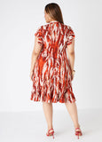 Ruffled Brushstroke Knit Dress