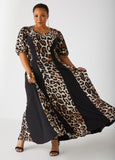 Leopard Paneled Maxi Dress