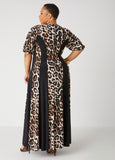 Leopard Paneled Maxi Dress