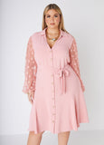 Plus Size Summer Mesh Shirtdress Plus Size Woven Dress