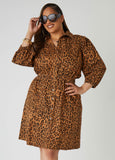 Plus Size Leopard Shirtdress Plus Size Twill Dress Denim Dress