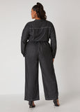 Belted Straight Leg Denim Jumpsuit