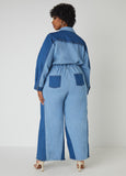 Frayed Two Tone Denim Jumpsuit