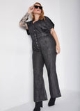 Metallic Coated Denim Jumpsuit