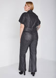 Metallic Coated Denim Jumpsuit