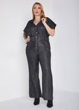 Metallic Coated Denim Jumpsuit