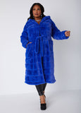 Plus Size hooded faux fur coats plus size long plush coat