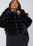 Pom Pom Puff Effect Faux Fur Jacket