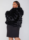 Pom Pom Puff Effect Faux Fur Jacket