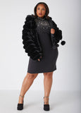 Plus Size hooded faux fur jacket plus size fashion jacket