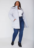 Hooded Ribbed Puffer Coat