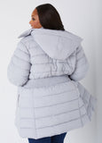 Hooded Ribbed Puffer Coat