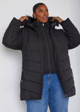 Snap Detailed Hooded Puffer Coat