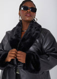 Faux Fur Trimmed Trench Coat