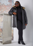 Hooded Quilted Faux Leather Coat