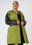 Plus Size Classic Trench Coat Plus Size Faux Leather Outerwear