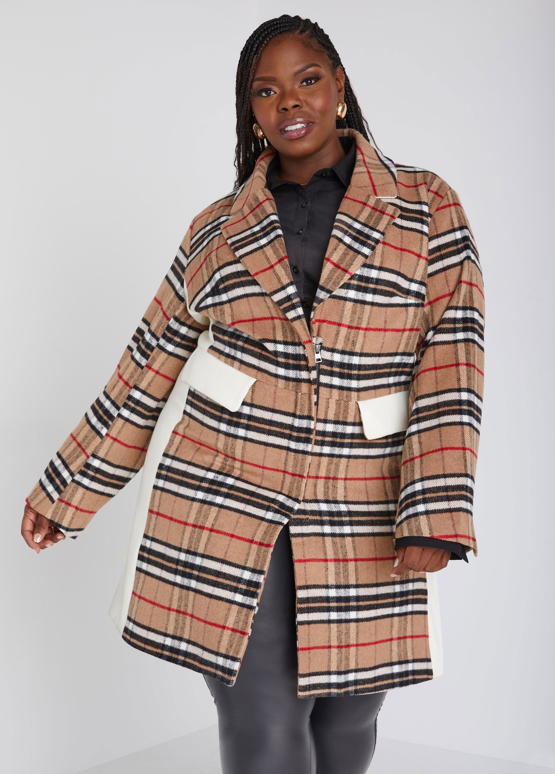 Plus Size Plaid Flannel Coat Luxe Coat Plus Size Fall Coat